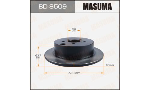 Диск тормозной Masuma, задний, правый/левый, для Subaru Forester / XV, 1 шт, арт. BD-8509