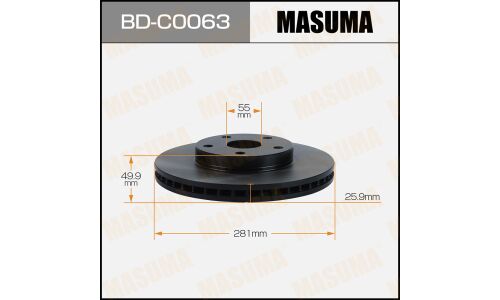 Диск тормозной Masuma, передний, правый/левый, для Geely Emgrand, 1 шт, арт. BD-C0063
