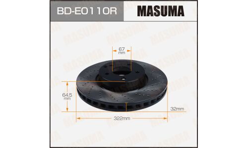 Диск тормозной Masuma перфорированный, передний, правый, для Mercedes-Benz W212, 1 шт, арт. BD-E0110R
