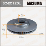 Диск тормозной Masuma, передний, левый, для BMW 5-Series (F11) / 6-Series (F13), 1 шт, арт. BD-E0125L