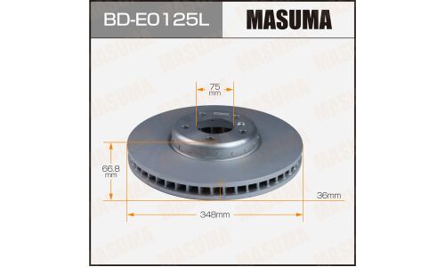 Диск тормозной Masuma, передний, левый, для BMW 5-Series (F11) / 6-Series (F13), 1 шт, арт. BD-E0125L