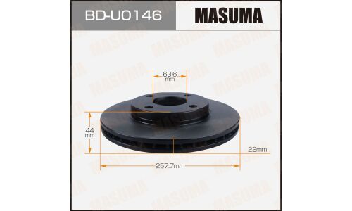 Диск тормозной Masuma, передний, правый/левый, для Ford Focus, 1 шт, арт. BD-U0146