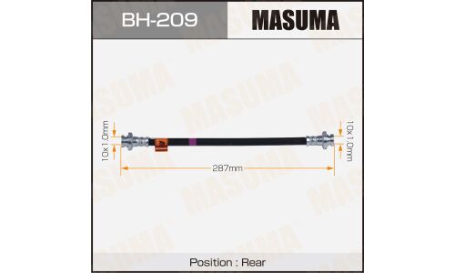 Шланг тормозной Masuma для Nissan Sunny / Pulsar / Laurel / Cedric / Prairie, задний, арт. BH-209