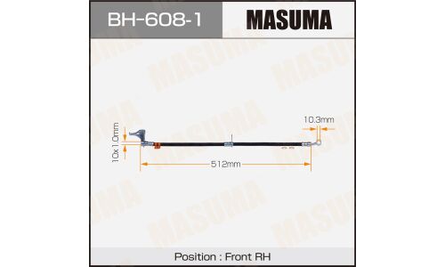 Шланг тормозной Masuma для Honda Fit / Insight, передний, правый, арт. BH-608-1