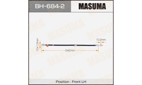 Шланг тормозной Masuma для Toyota Yaris / Verso, передний, левый, арт. BH-684-2