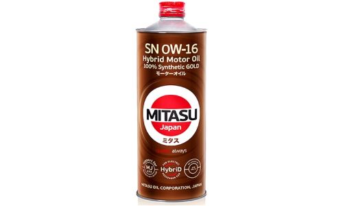 Масло моторное Mitasu Gold 0w16, синтетическое, API SN, для бензинового двигателя, 1л, арт. MJ-106/1