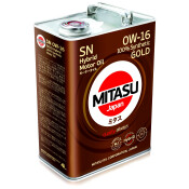 Масло моторное Mitasu Gold 0w16, синтетическое, API SN, для бензинового двигателя, 4л, арт. MJ-106/4