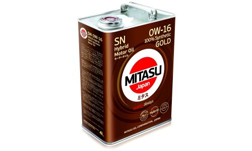 Масло моторное Mitasu Gold 0w16, синтетическое, API SN, для бензинового двигателя, 4л, арт. MJ-106/4