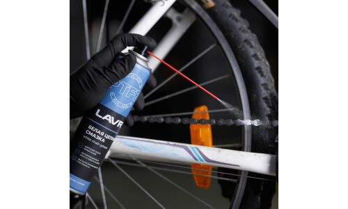 Смазка аэрозольная Lavr White Chain Grease, для цепей, белая, с тефлоном, с защитой от коррозии, баллон 400мл, арт. Ln1741