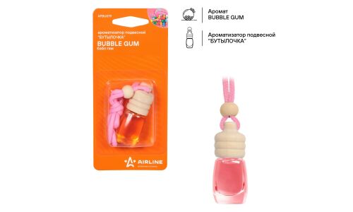 Ароматизатор подвесной Airline «Бутылочка» Bubble Gum (Бабл Гам), жидкий, 5мл, арт. AFBU079