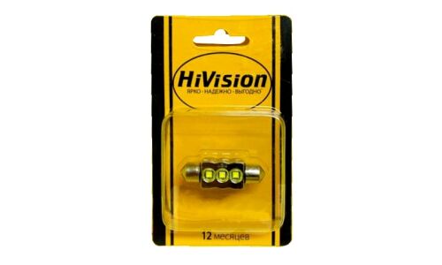 Лампа светодиодная HiVision Alpha Festoon, C5W (SV8.5, T10x35), 12В, 1.2Вт (соответствует 5Вт), 6000К, 1 шт