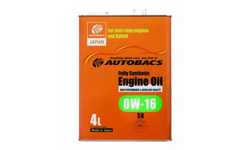 Масло моторное Autobacs Engine Oil 0w16, синтетическое, API SN, для бензинового двигателя, 4л, арт. A01555208 (Япония)