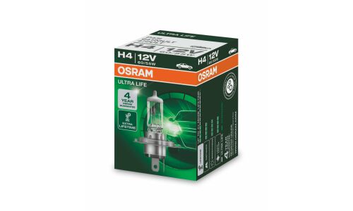 Лампа галогенная Osram Ultra Life H4 (P43t, T16), 12В, 60/55Вт, 3200К, 1 шт, арт. 64193ULT