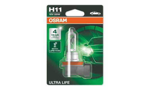 Лампа галогенная Osram Ultra Life H11 (PGJ19-2, T11), 12В, 55Вт, 3200К, 1 шт, арт. 64211ULT
