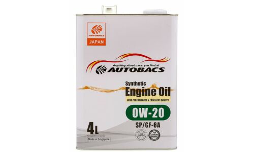 Масло моторное Autobacs Engine Oil 0w20, синтетическое, API SP, ILSAC GF-6A, для бензинового двигателя, 4л, арт. A00032058 (Сингапур)