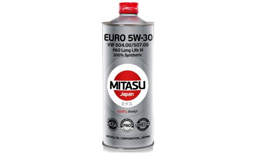 Масло моторное Mitasu Euro Oil PAO Long Life III 5w30, синтетическое, API SN/CF, ACEA C3, универсальное, 1л, арт. MJ-210/1
