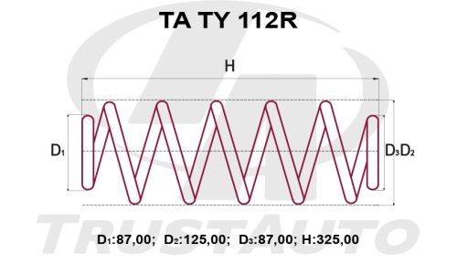 Пружина подвески TrustAuto усиленная, задняя, арт. TA TY 112R