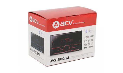 Мультимедийный центр ACV AVS-2900BM, 2 DIN, USB/AUX/MicroSD/Bluetooth, 4x50Вт, выносной микрофон и пульт ДУ, настраиваемая подсветка