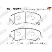 Колодки тормозные дисковые Akebono, передние, комплект на ось (4 шт), арт. AN-794WK