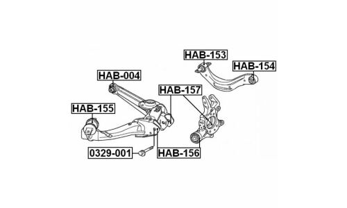 Сайлентблок задней цапфы Febest, арт. HAB-157
