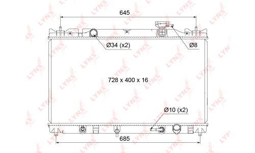 Радиатор охлаждения двигателя LYNXauto, паяный, арт. RB-1124