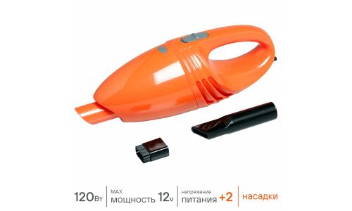 Пылесос автомобильный Airline CYCLONE, 12В, 120Вт, 4кПа, пылесборник 400мл, 3м шнур, 2 насадки, арт. VCA-00