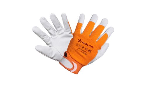 Перчатки Airline, комбинированные (натуральная кожа/хлопок), размер XL, пара, арт. AWG-S-14