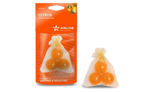 Ароматизатор подвесной Airline «Шарики в мешочке» Citrus (Цитрусовый сад), полимерный, арт. AFSH122
