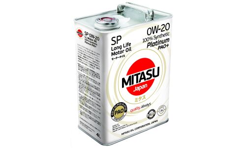 Масло моторное Mitasu Platinum PAO+ 0w20, синтетическое, API SP/CF, ACEA C5, универсальное, 4л, арт. MJ-110/4