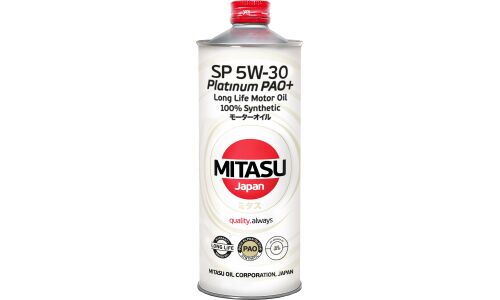 Масло моторное Mitasu Platinum PAO+ 5w30, синтетическое, API SP/CF, ACEA C3, универсальное, 1л, арт. MJ-111/1
