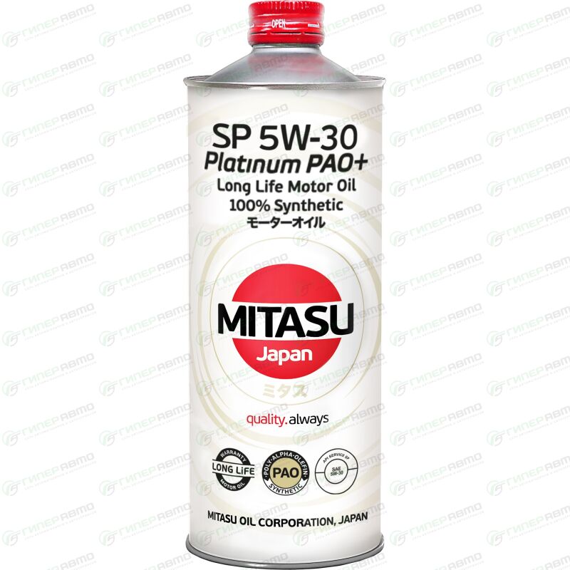 Масло моторное Mitasu Platinum PAO 5w30, синтетическое, API SN/CF, ACEA ...