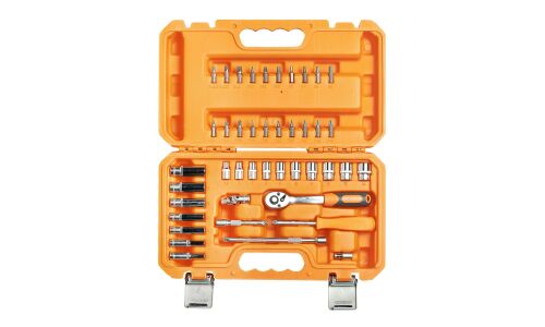 Набор торцевых головок Airline, с трещоткой, под размер 1/4, комплект 43 предмета, арт. AT-43-01