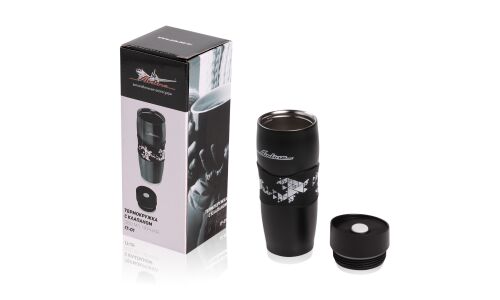 Термокружка Airline, с клапаном, с резиновым настаканником, 380мл, черная, арт. IT-01