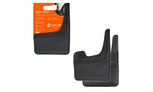 Брызговики универсальные Airline, термоэластопласт (ТЭП), для внедорожников, кроссоверов и минивэнов, 350x250мм, с крепежом, черные, 2 шт, арт. AMF-02