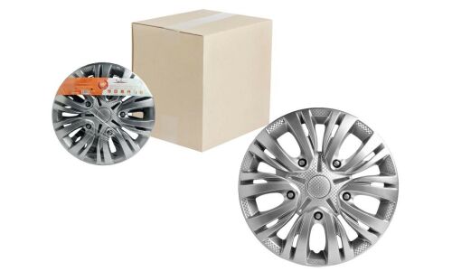 Колпаки на колеса Airline Лион, 15", серебристые, под карбон, 2шт, арт. AWCC-15-01