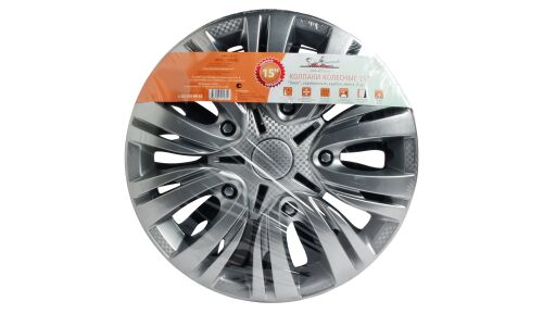 Колпаки на колеса Airline Лион, 15", серебристые, под карбон, 2шт, арт. AWCC-15-01