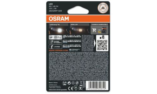 Лампа светодиодная Osram LEDriving SL W5W (W2.1x9.5d, T10), 12В, 1Вт (соответствует 5Вт), 6000К, комплект 2 шт, арт. 2825DWP-02B