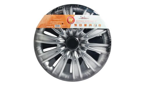 Колпаки на колеса Airline Торнадо +, 15", серебристо-черные, под карбон, 2шт, арт. AWCC-15-07