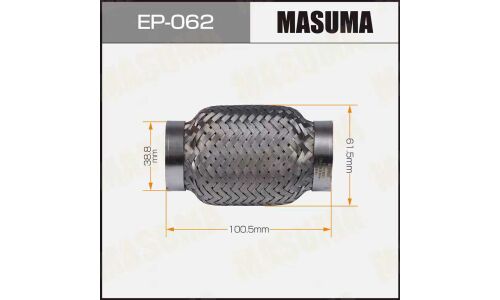 Гофра глушителя Masuma, Interlock, 38x100мм, усиленная, 3-слойная, арт. EP-062