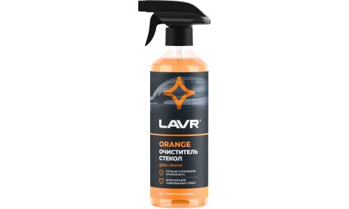Очиститель стёкол и зеркал Lavr Glass Cleaner Orange, от различных загрязнений, с ароматом апельсина, бутылка с триггером 500мл, арт. Ln1610