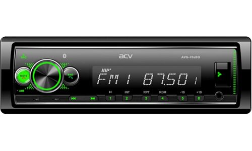 Автомагнитола ACV AVS-916BG, 1DIN, SD/USB/AUX/Bluetooth, 4х50Вт, зелёная подсветка