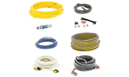 Комплект проводов для 4-канального усилителя SWAT PAC-F8, силовой (8AWG), акустический (16AWG), управляющий (18AWG) и межблочные кабели, держатель с предохранителем Mini ANL 60А, клеммы (8AWG)