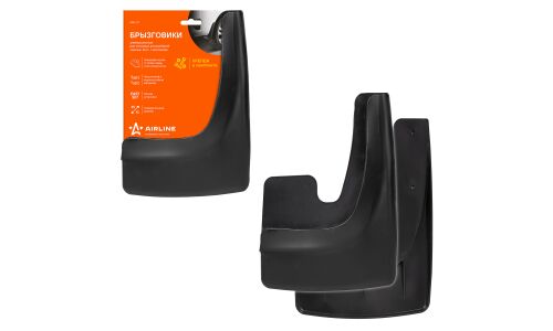 Брызговики универсальные Airline, термоэластопласт (ТЭП), для легковых автомобилей, 310x200мм, с крепежом, черные, 2шт, арт. AMF-01