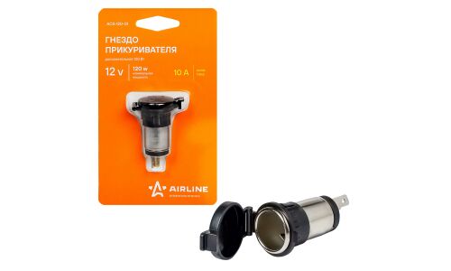 Дополнительное гнездо прикуривателя Airline 12В, 1 гнездо (10А), 120Вт, черное, арт. ACS-120-01