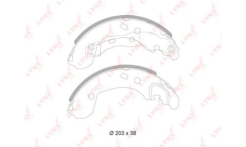 Колодки тормозные барабанные LYNXauto, комплект на ось (4 шт), арт. BS-5717