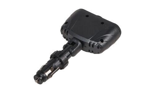 Разветвитель прикуривателя Airline 12В, 2 гнезда, 2xUSB (5В, 1А), черный, с поворотным шарниром, с кнопкой выключения, арт. ASP-2TU-08