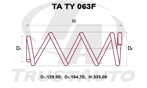 Пружина подвески TrustAuto усиленная, передняя, арт. TA TY 063F