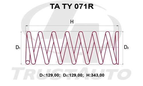 Пружина подвески TrustAuto усиленная, задняя, арт. TA TY 071R