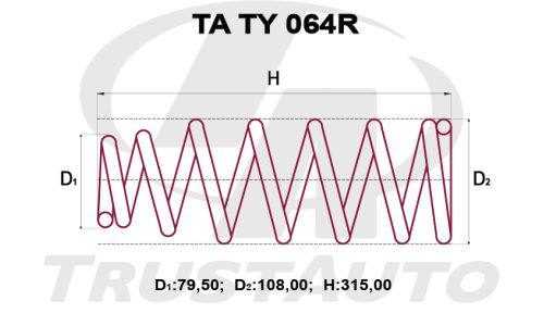 Пружина подвески TrustAuto усиленная, задняя, арт. TA TY 064R
