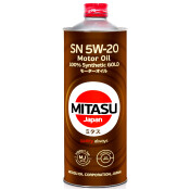 Масло моторное Mitasu Gold 5w20, синтетическое, API SN, ILSAC GF-5, для бензинового двигателя, 1л, арт. MJ-100/1